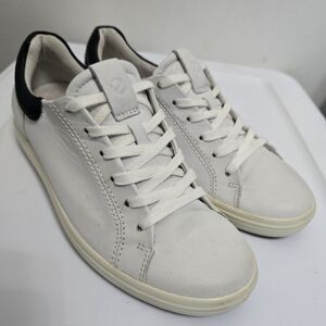 Ecco Soft 7 Leather White and Black Sneakers